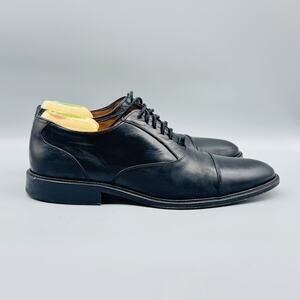 Alan Payne Shoes Mens 10.5 Black Leather Cap Toe Oxford Dress Formal Casual